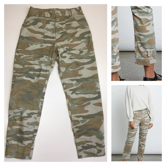 RAILS Light Sage Camo ADLER Button Fly Utility Ankle/Cropped Jeans Pant - Picture 1 of 13